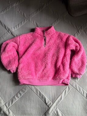 Ideology Plush Teddy Quarter-Zip Jacket in Bright Pink